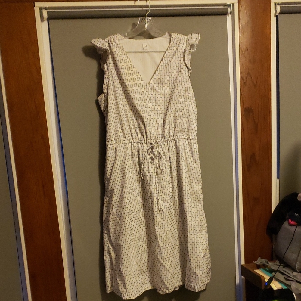 GAP XL Tall dress white with blue design POCKETS!